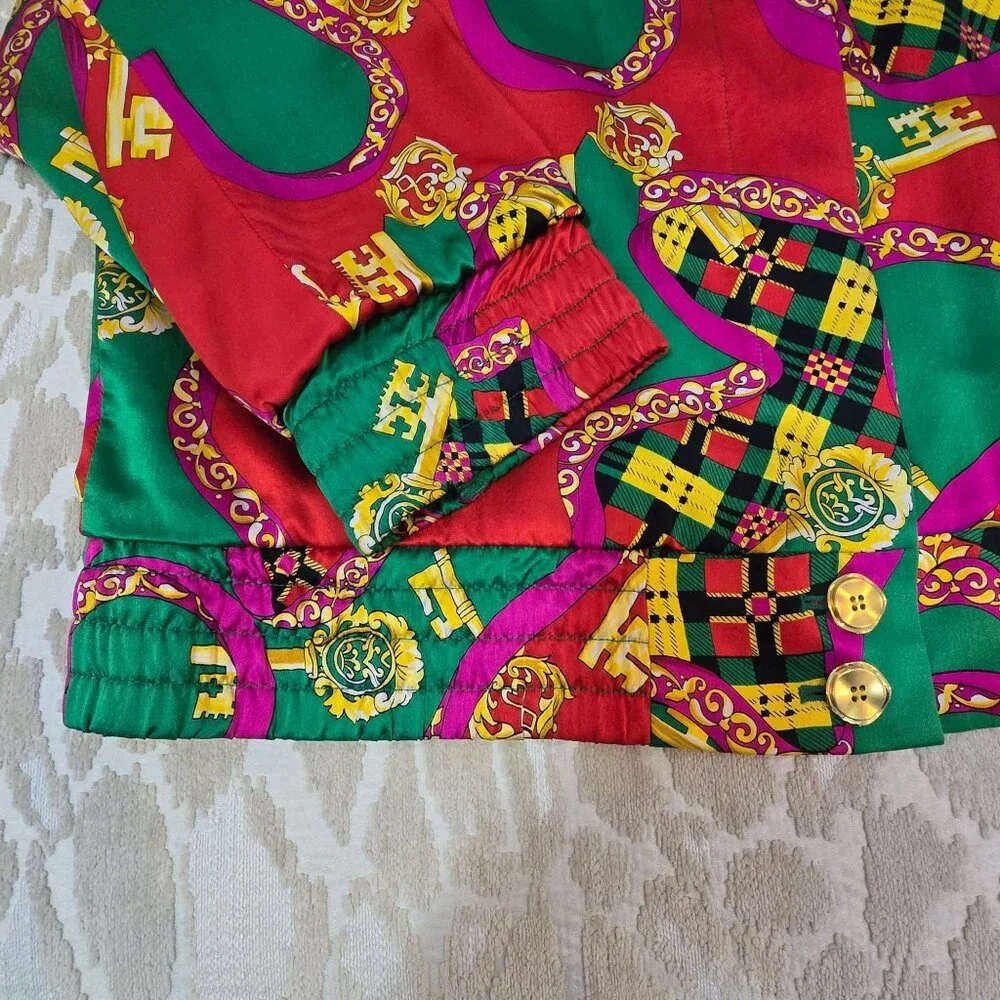 Vintage Peter Nygard For Saks Fifth Avenue Silk Jacket Size 12 Artsy Multicolor - Picture 10 of 12
